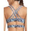 RELLECIGA Women's Blue Leaf Scoop Neck Strappy Cutout Sport Bra