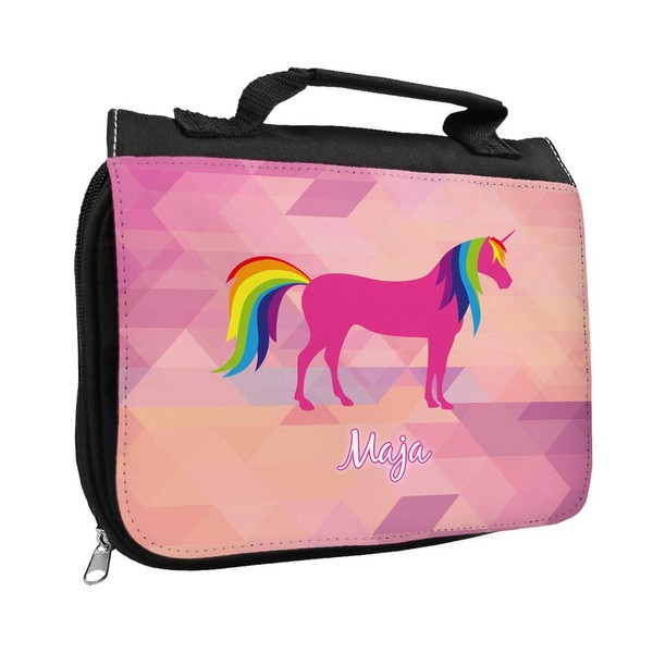 Toiletry Bag with Name Maja and Unicorn Design for Girls
