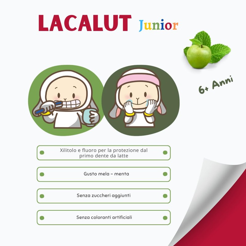LACALUT Junior Toothpaste 6+ Years. Daily Hygiene Protection Caries. With