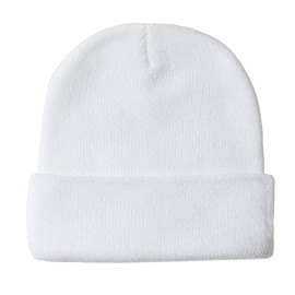 NPQQUAN Unisex Beanie Hats for Men Women Winter Knit Beanies White