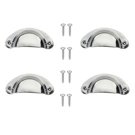Yesmin 4 Pcs Half Moon Shaped Shell Handles,Kitchen Cabinet Drawers,Suitable for Cabinets,Drawers,Dressing Tables,Etc-Sliver