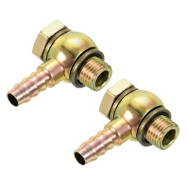 YOKIVE 2 Pcs Hose Barb Fitting Elbow, Barbed M14x1.5 Male Thread Adapter Connector, Great for Gas, Water, Oil, Fuel Pipelines (Gold, 10-mm)