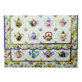Set of 3 - Star Quilt Teapot Portfolio Boxed Note Cards by Carol Wilson. 10 embossed 4x5 Die-Cut Notecards and Matching Envelopes in Decorative Gift Box with Magnetic Flap. NCP2333