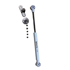 Berta 2-Pack, 10 Inch 100N/22 LB Hydraulic Soft Open Gas Springs/Struts for Cabinets, Furniture Cabinet Doors Lift/Lid Stay/Support Hinges for RV Platforms with Brackets and Screws (White, 2)