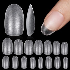 TOMICCA Nail Tips, Sanded Nail Tips, Short, Full Cover, Plain Tip, Clear Tip, Practice, Commercial Use (240 Pieces, Short Oval)