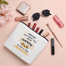 QONCV Inspirational Gifts for Women, Motivational Encouragement Sunflower Cosmetic Bags Emotional Support Cheer Up Positive Sobriety Thinking of You Get Well Makeup Bag Gifts for Woman Friends Ideas