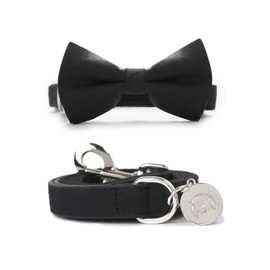 Elegant Pups Classy Formal Black Bow Tie, Collar and Leash Set for Dogs by United Pups (Medium)