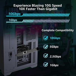 10G PCIe Network Card, YuanLey 10G Base-T Ethernet Card with Marvell AQC113 Conrtoller, PCIE to 10Gb RJ45 Ethernet Adapter NIC Compatible with PCI Express X1,X4,X8,X16, for Windows 10/11, Linux OS