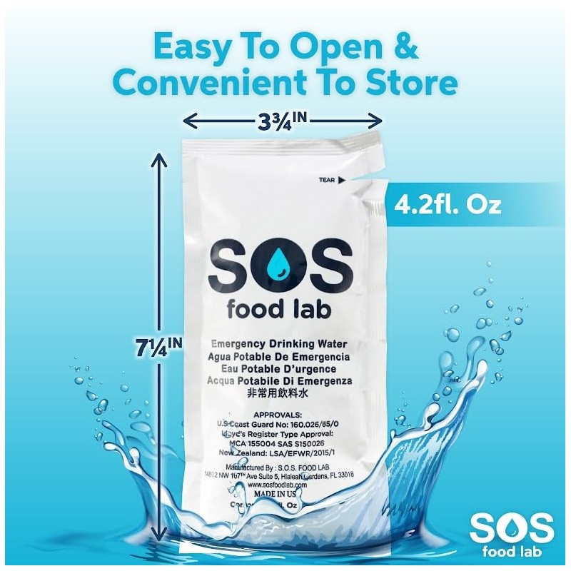Emergency Water Pouches 2 Day Supply (12 Count, 4.2 Fl