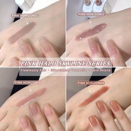 Translucent Pink Gel Nail Polish—Natural nude finish with a subtle pearlescent sheen, flatters all skin tones, lasts 2-3 weeks with lasting shine, perfect for everyday wear (Sheer Pink01)