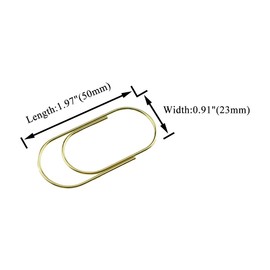 HAHIYO Paper Clips Sturdy 2 inches Length 30 Pack Wide Paperclips Heavy Duty Tight Grip Rust Proof Reusable Metal Bright Gold for Home Office School