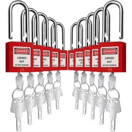 SAFBY Lockout Tagout Locks, Safety Padlock, Keyed Differently Loto Safety Padlocks for Lock Out Tag Out Kits Station (Red 21-30)