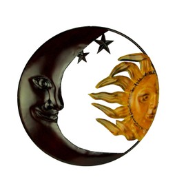 Collectible Badges Metal Art Celestial Sun and Moon Indoor Outdoor Wall Decor