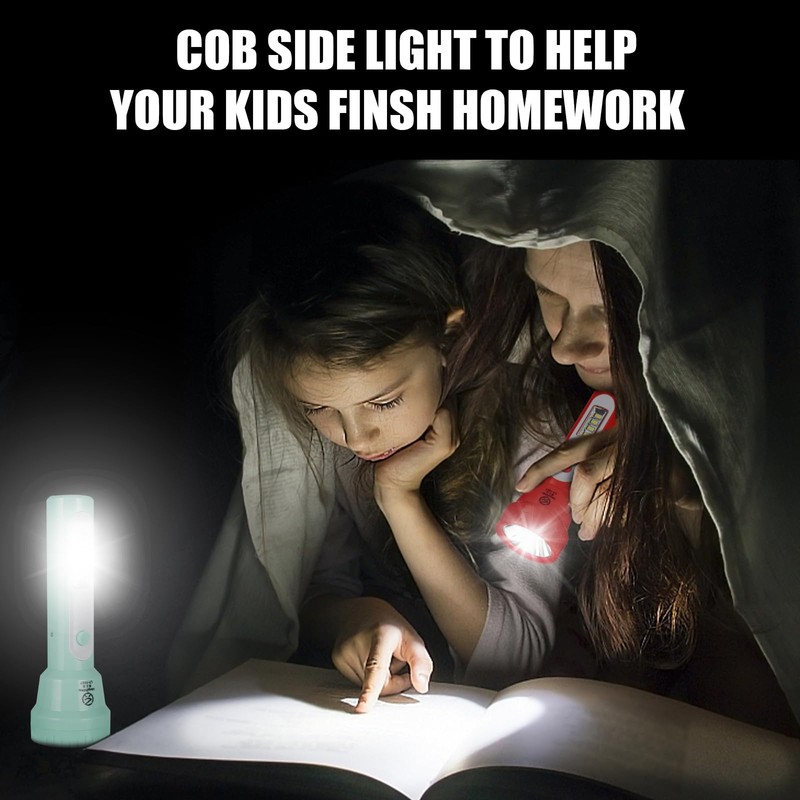 Tokeyla 2 Pack Rechargeable Kids Flashlight,Portable Flashlight with COB LED,Lightweight