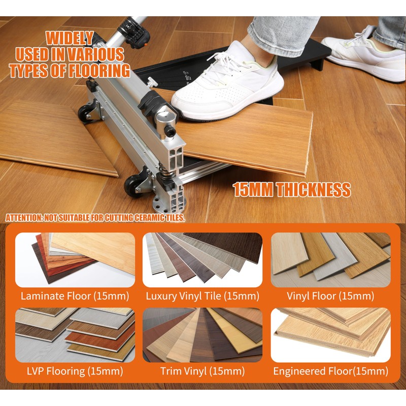 Laminate Floor Cutter, 13” Vinyl Floor Cutter with Wheels –
