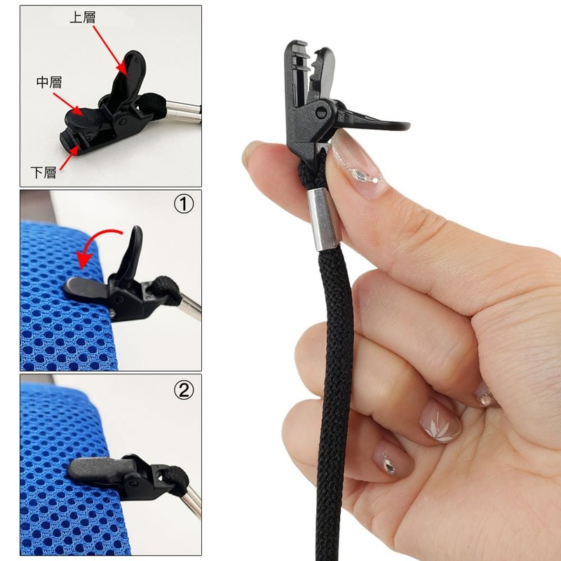 Mikankawa Hat Strap, Hat Keeper, Clip-Type, Wind Protection, Blow Prevention,
