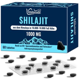 Shilajit Tabletten 30.000 mg Hochdosiert, 100 % Reines – Original Himalaya Shilajit, Reich an Fulvinsäure & 85+ Spurenelementen (60 Tabletten)