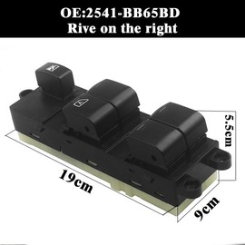 Wjelet Right Front Driver Seat Power Window Main Switch, 25401BB65B for Nissan Pathfinder Navara D40 2007-2015 QASHQAI J10 Power Window Master Switch Control