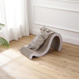 THE LICKER STORE CSR1013B Kona 27" Modern Cardboard Double-Sided Wave Cat Scratcher with Catnip, Cloud