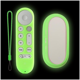 Set of Case for Google TV Streamer 4K 2024 Remote Control Case and TV Box Smart Shockproof Cover Accessories Glow Green