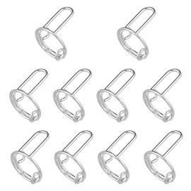 10pcs Wudu Nail Rings, Adjustable Fingernail Rings No Adhesive & Glue Fingertip Rings for Alternative to Acrylic Nails Gel Polish Reusable Jewelry Gift for Muslims Women Girl (Silver)