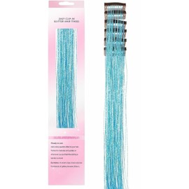 ZYHSLZ 6 Pcs Extensiones de Cabello Brillantes, Clip en Oropel para Pelo con Brillo, Pelucas Brillantes para Niñas, Accesorios para Pelo, 23.6 Pulgadas, para Mujeres, Niñas, Fiestas, Festivales (Azul claro)