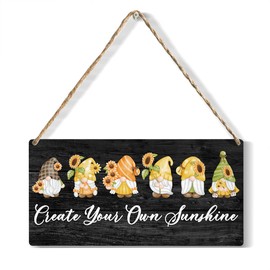 Create Your Own Sunshine Wood Sign Rustic Sunflower Gnomes Wooden Hanging Plaque for Home Wedding Wall Art Decoration 6 x 12 Inches Present
