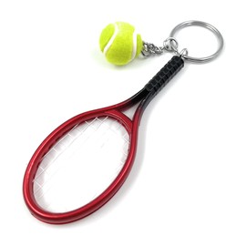 Onwomania - "Tennis Racket with Ball Sport Keyring - Metal Lucky Charm e.g. for Best Friend, Best Friend, Mum - For Men, Women & Children, silver