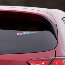 NBFU Decals Sniper Riffle Gun Weapon 2 (Holographic Opal Purple) (Set of 2) Premium Waterproof Vinyl Decal Stickers for Laptop Phone Accessory Helmet Car Window Bumper Mug Tuber Cup Door Wall