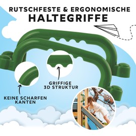 GO!elements Grab Rail and Playhouse Accessories Outdoor Climbing Handles Children Outdoor Grab Handles Play Tower or Tree House Accessories Including Mounting Material Pair (2 Pieces), Colour: Green