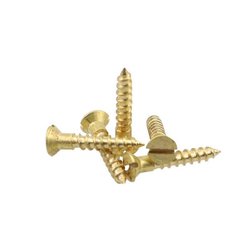 Pre-Drilling Screw MEETOOT 25pcs Brass Slotted Countersunk Head Screws Flat