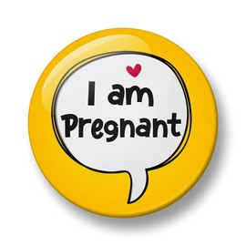 I am Pregnant Pin Badge, 32mm, Pregnancy Button Badge Pin (Yellow)