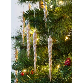 Christmas Concepts® 12cm Glitter Icicle Decorations Christmas Tree Trims (ROSEGOLD, 10)