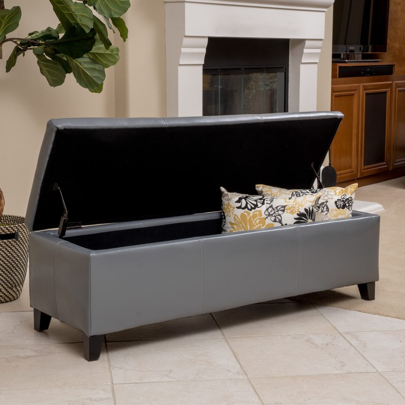 Christopher Knight Home Glouster PU Storage Ottoman, Grey