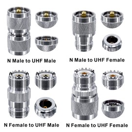 BOOBRIE 4PCS UHF to N Adapter Kit Male Female SO239 PL259 to N Male/Female Coax Connector for FPV Antenna, CCTV, WiFi Radios