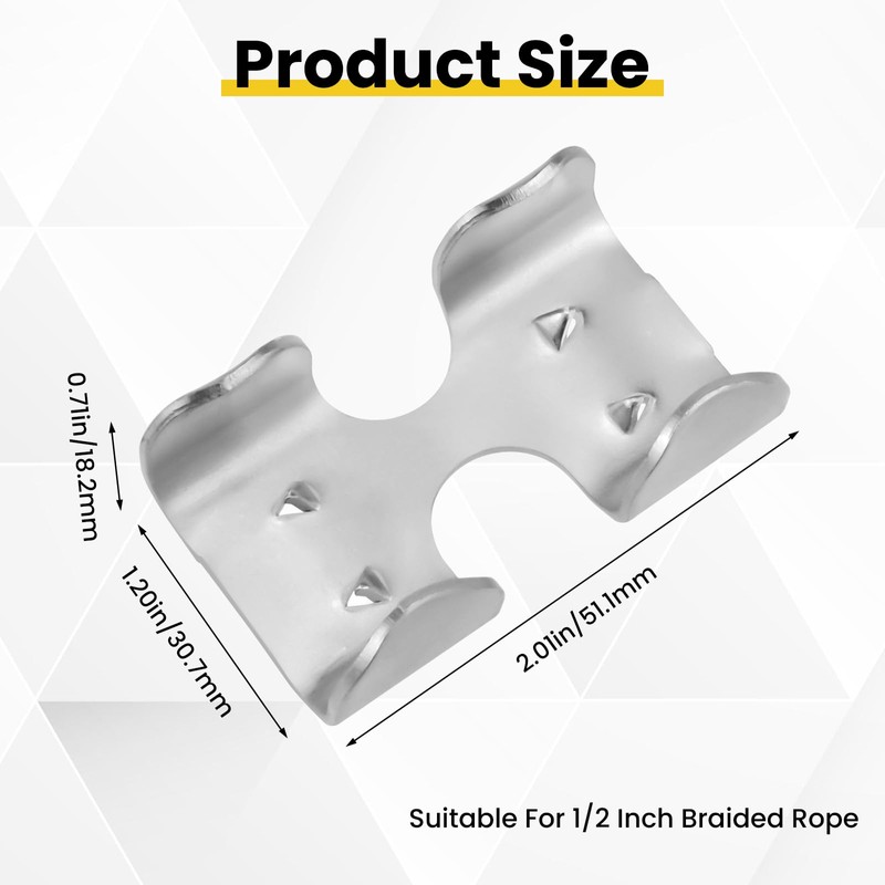 SATUY 1/2 Inch Double Rope Clips, Heavy Duty Zinc Plated