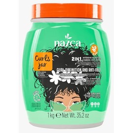 NAZCA More Curls Jar 2 En 1 Crema Para El Cabello Y Crema Para Peinar Para Cabello Rizado Tipo 3A 3B 3C, Hidratación Profunda, Definición De Rizos Y A