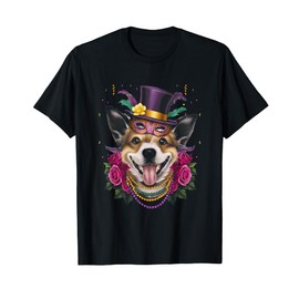 Mardi Gras Dog With Mask Farm Animal Dog Lover Festival T-Shirt