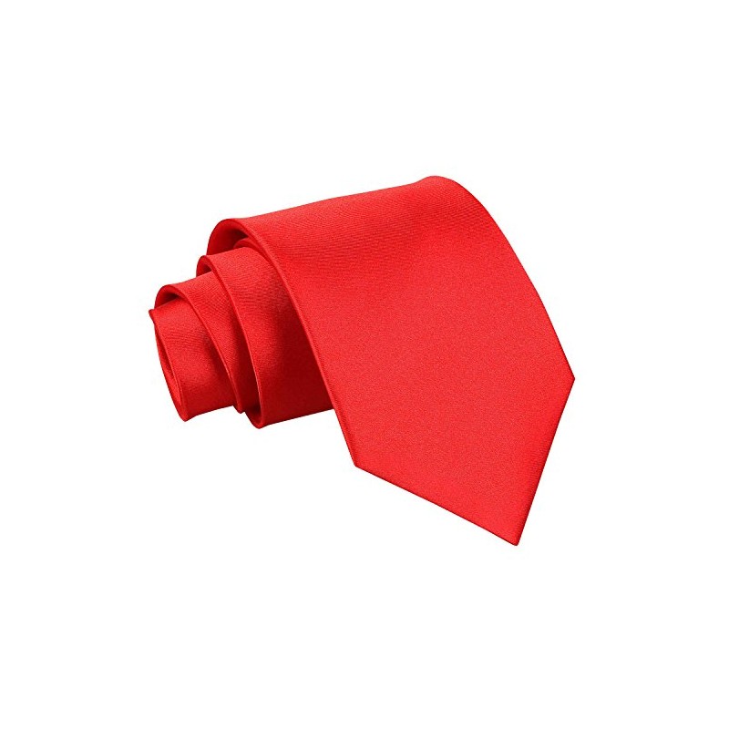 DQT Plain Glossy Satin Polyester Wedding Classic Neck Tie for