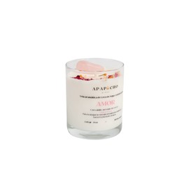 Fuwu, velas aromaticas relajantes de cera de soya con cuarzos naturales, velas decorativas hechas a mano con hierbas de olor, aromatizantes para hogar, velas aromaticas (Vainilla con coco)