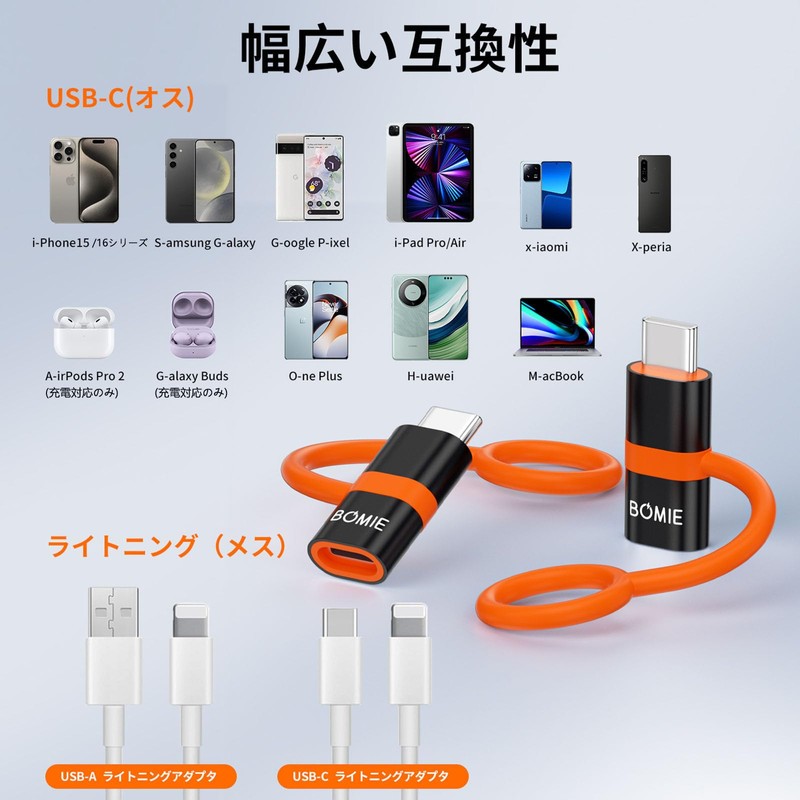 BOMIE Lightning to USB-C Converter Adapter, PD27W/66W Rapid Charging, 480