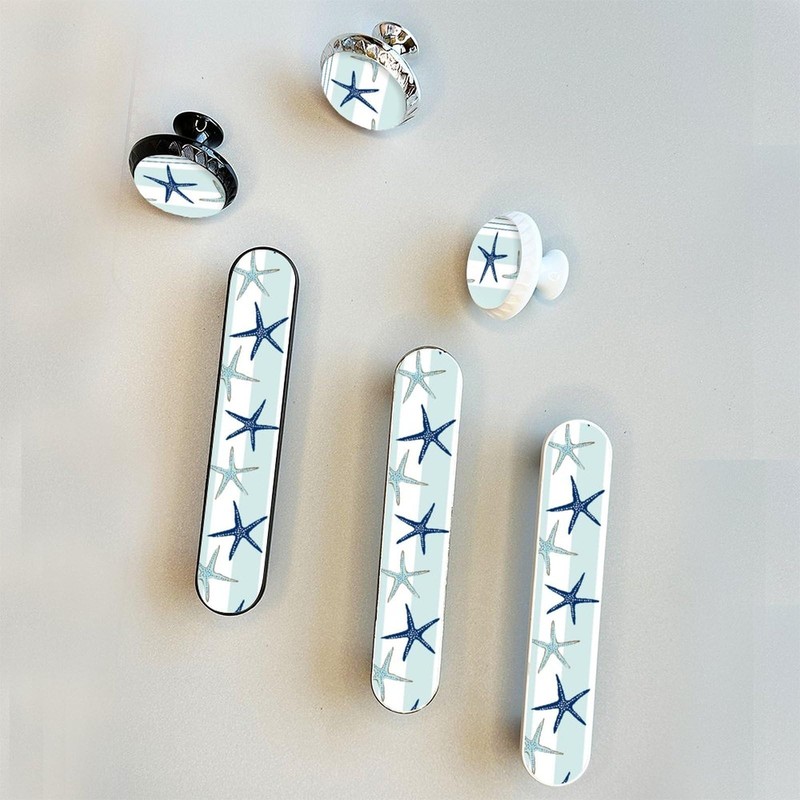 Elohiym 4 Pack Blue Starfish Cabinet Pull 3-3/4 Inch (96