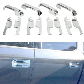 AUCERAMIC 4 cubiertas y cuencos para manija de puerta exterior de coche, triple chapado en cromo, apto para Ford F-150 Pickup de 4 puertas