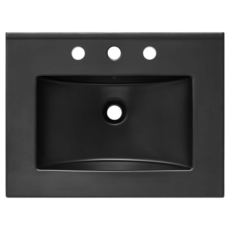 Modway Cayman Modern 24" Bathroom Sink in Black With Rectangular