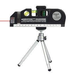 Nivel Láser De Líneas Fixit Con Trípode Y Clip De 3 Modos, Para principiantes, Medidor Láser Multipropósito + Cinta Métrica de 2,5 m y Trípode, Fácil Uso para Aplicar en Techo/piso/pared