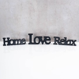 levandeo Love Home Relax Lettering Black MDF Letters Wooden Decorative Stand Table Decoration Home Decor Decoration