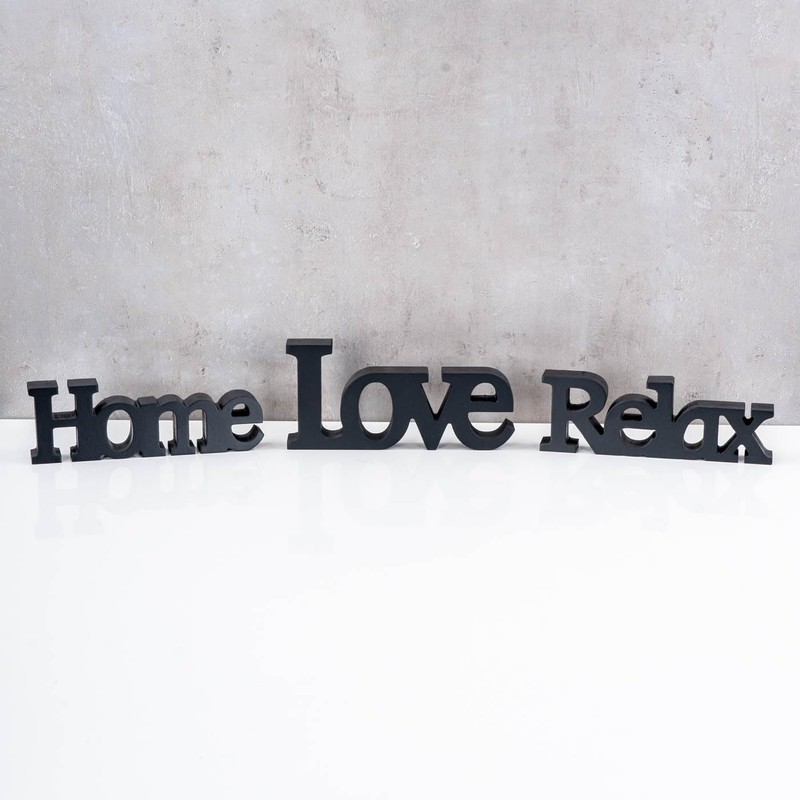 levandeo Love Home Relax Lettering Black MDF Letters Wooden Decorative