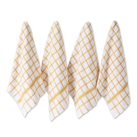 DII Basic Terry Collection Windowpane Dishtowel Set, 16x26, Spice, 4 Count