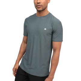 INTO THE AM Athletic Workout Shirts for Men Fitted Gym Sports Running Fitness Dry Fit Logo Tees (Indigo, Large)