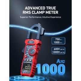 AstroAI Inrush Digital Clamp Meter Multimeter 1000A TRMS 6000 Counts, Amp Voltage Tester with VFD, LOZ Mode; Measures AC/DC Current Voltage Temperature Resistance Capacitance Frequency Continuity NCV